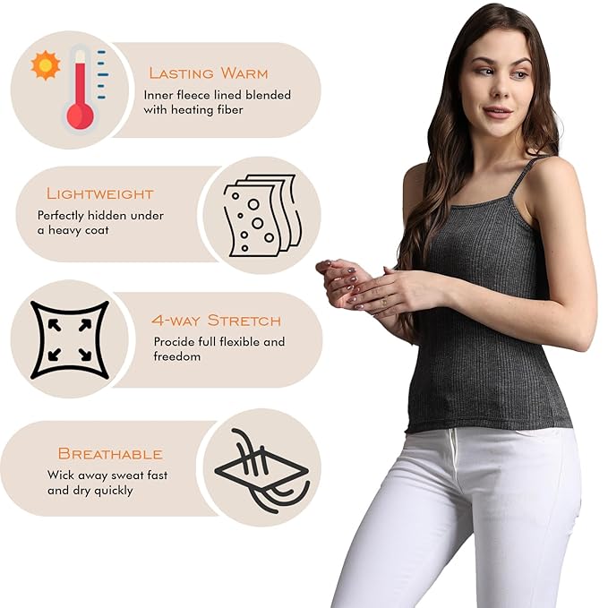 Thermal Spaghetti Top Ultra Soft Sleeveless Scoop Neck