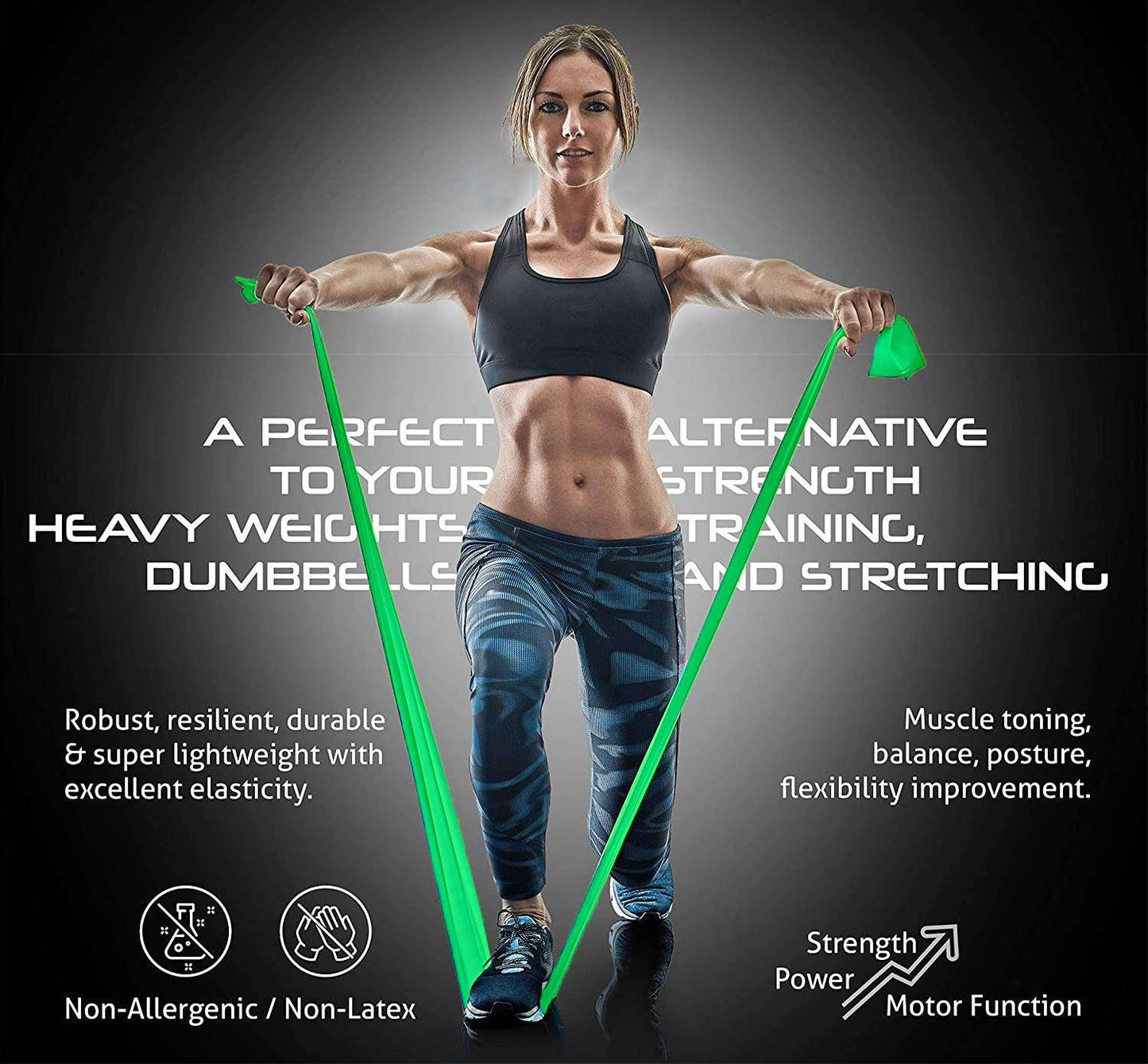 Natural Rubber Resistance Loop Bands (1.5 Meter Green)