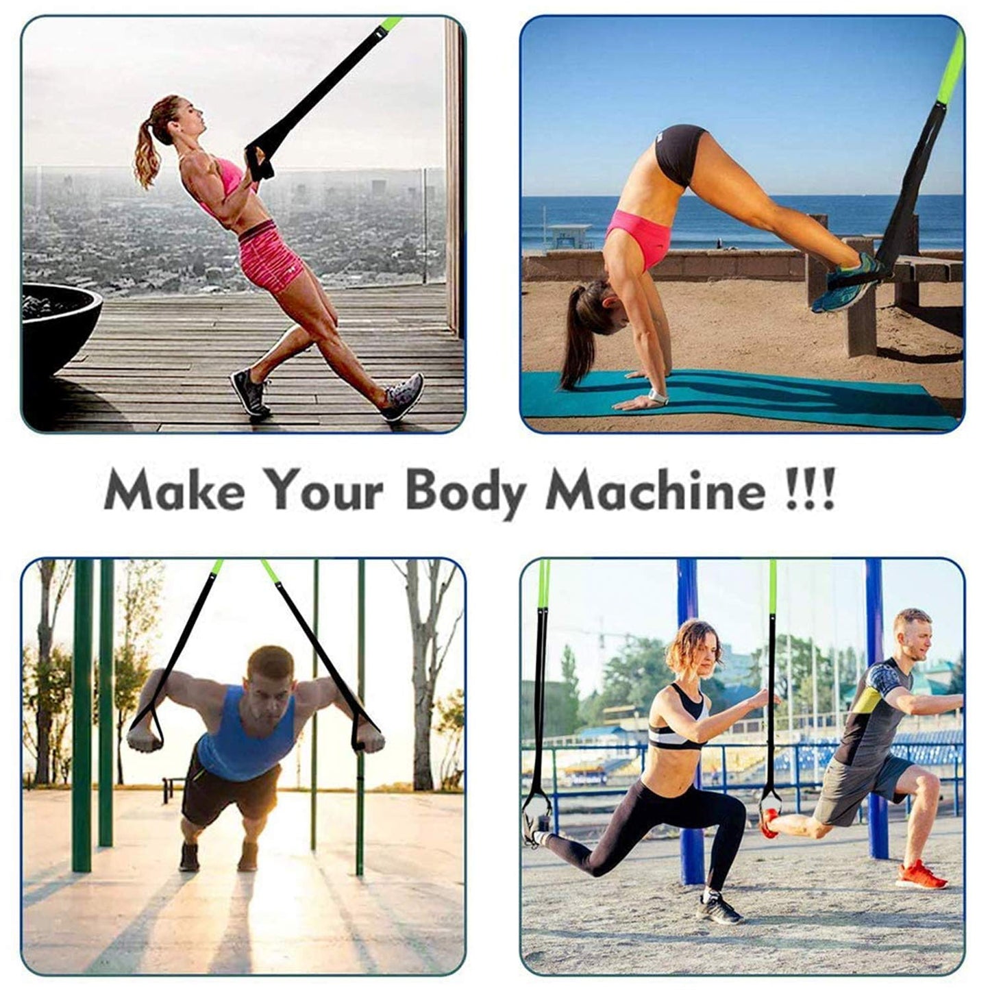 Suspension Training Kit, All-in-One Full Body Workouts for Home, Travel, Outdoors, Gym Bodyweight Resistance System