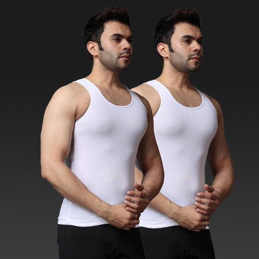 Cotton Sleeveless Slim-Fit Solid Vest with Premium fabric and softness - Pack of 2