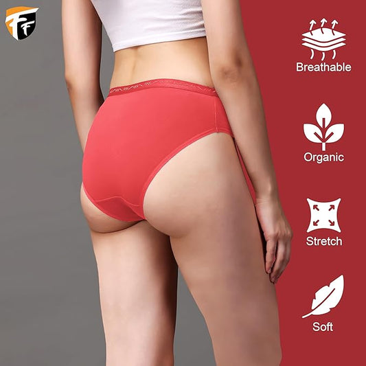 Women Bikini Panty Pack Of 3 (Skin, Ocean Green, Coral)