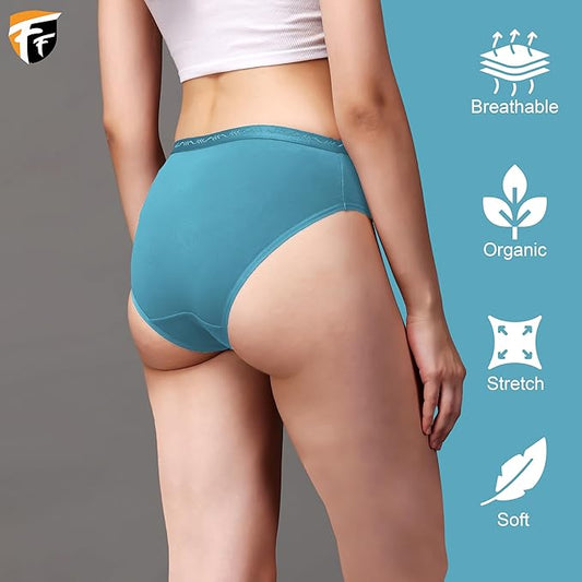 Women Bikini Panty Pack Of 3 (Skin, Light Blue, Green)