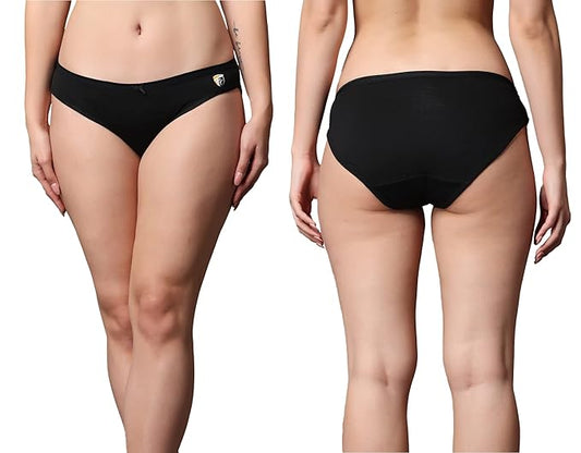 Women’s Cotton Spandex Bikini Panty – Seamless | Breathable | Low-Waist | Pack of 3 ( Black, Dark Pink, Purple )