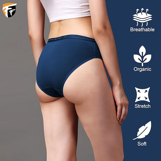 Women Bikini Panty Pack Of 3 (Blue, Black, Red)