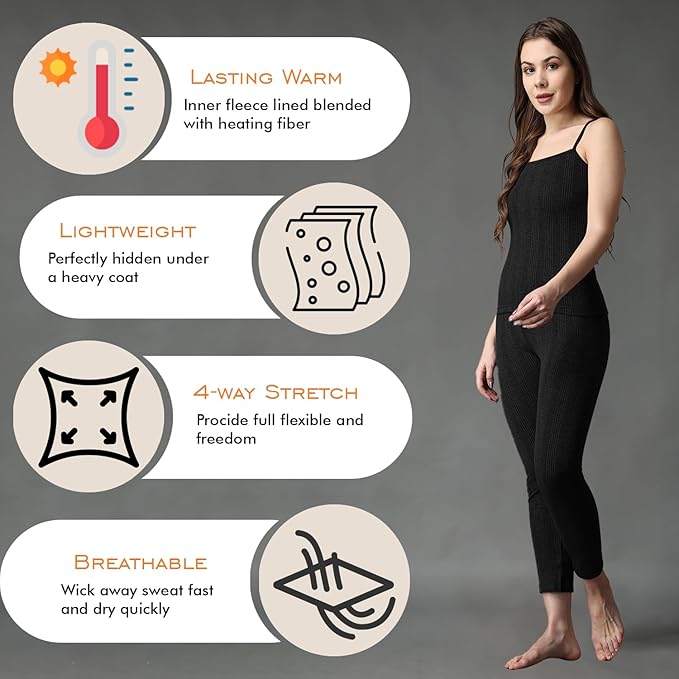 Premium Thermal Spaghetti & Pajama Set, Ultra Soft Thermal Set