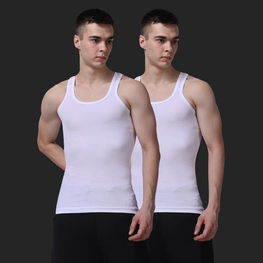 Round Neck Utra Soft Solid Vest for Men, (Pack of 2)