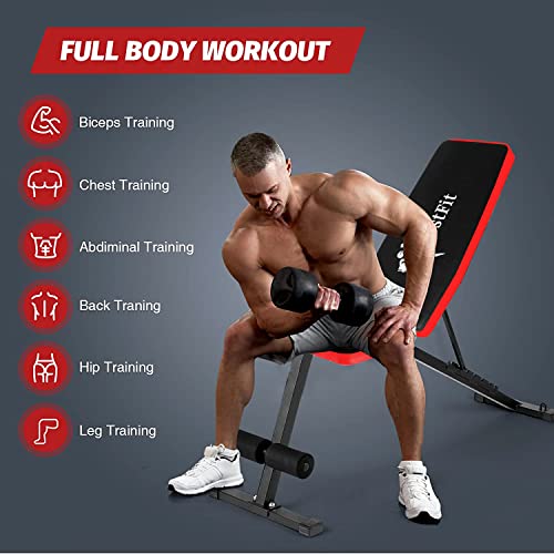 Gym Bench (Red, Black) - Max Weight Capacity: Upto 500 kgs