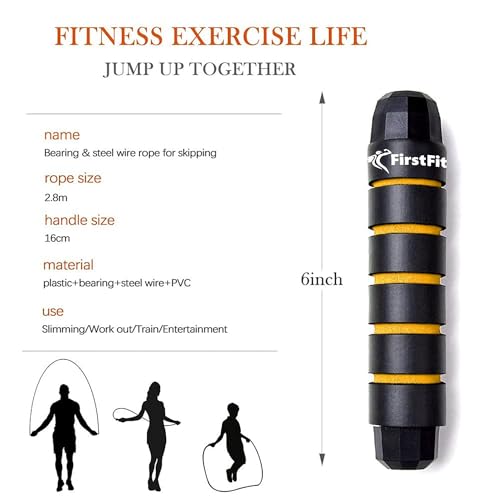 Polyvinyl Chloride Skipping Rope with Adjustable Length (Black & Yellow)