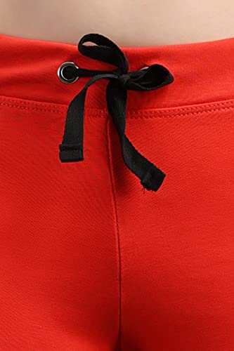 Comfy Cotton Slim Fit Shorts for Yoga, Gym, Exercise, Fitness, Running (Light Red & Black)