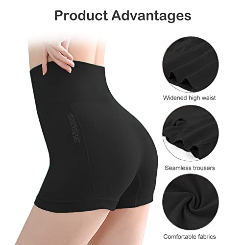 Athleisure High Waist Yoga Workout Running Exercise Shorts for Women - Size (XL, Black)