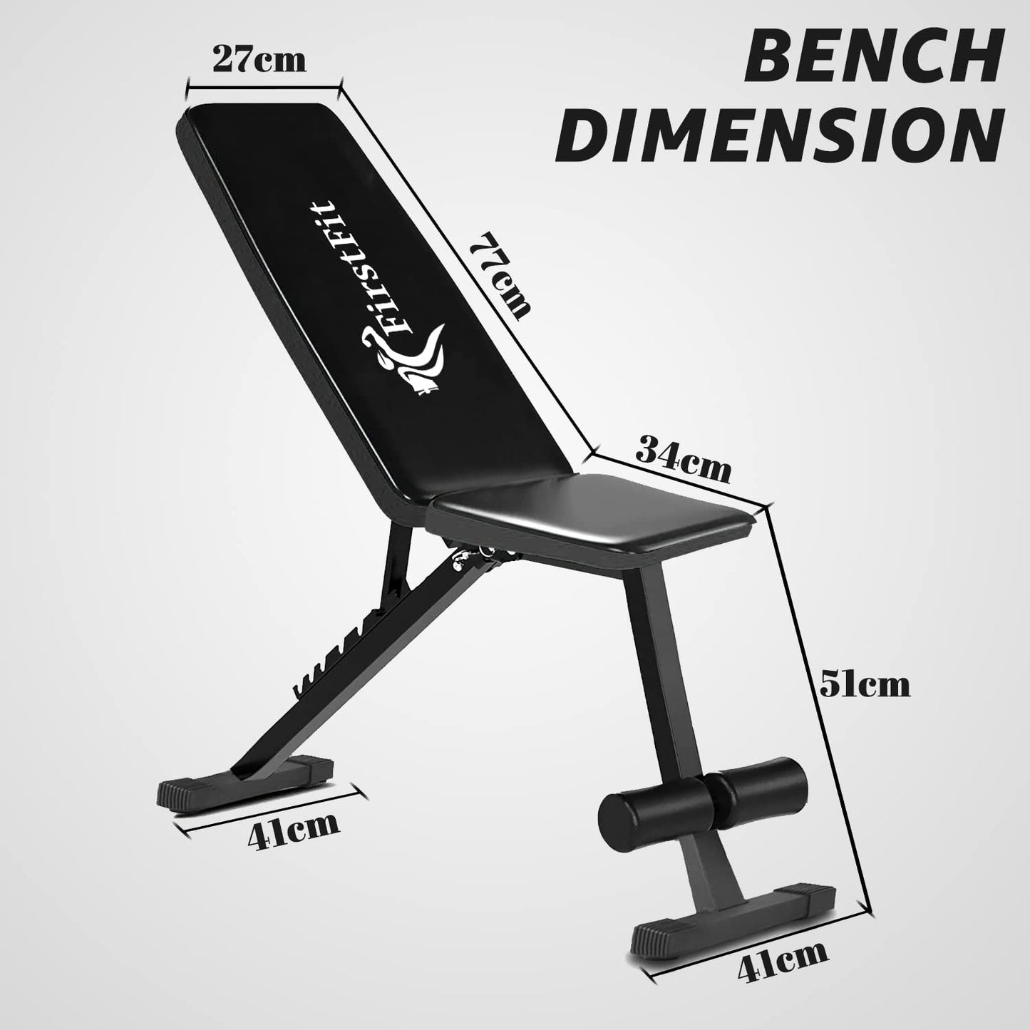 Gym Bench (Black) - Max Weight Capacity: Upto 500 kgs