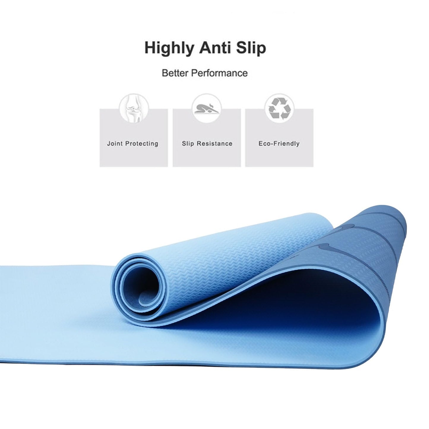 Premium Thick TPE Yoga Mat 72"x24"x 6mm