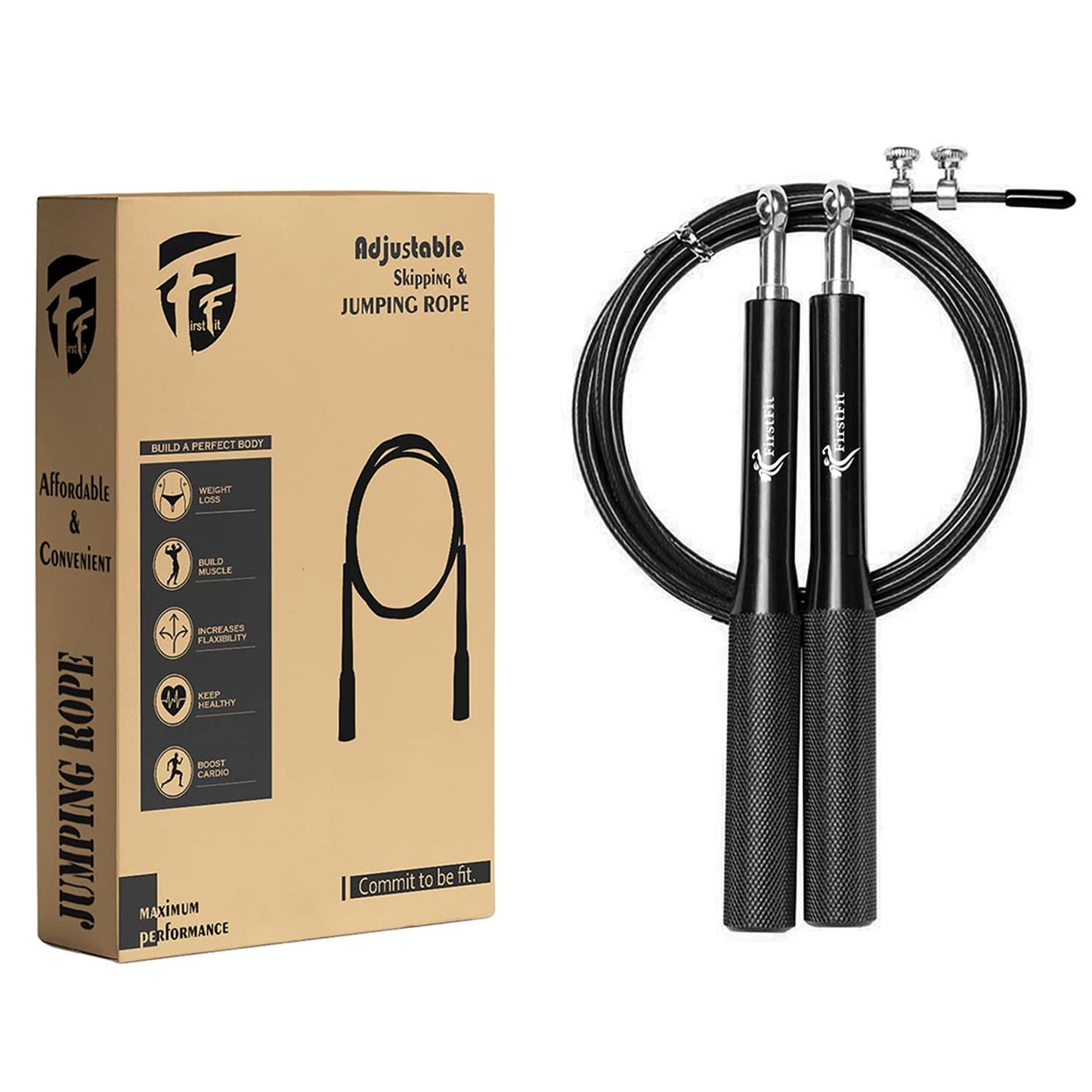 Polyvinyl Chloride Skipping Rope with Adjustable Length (Black)