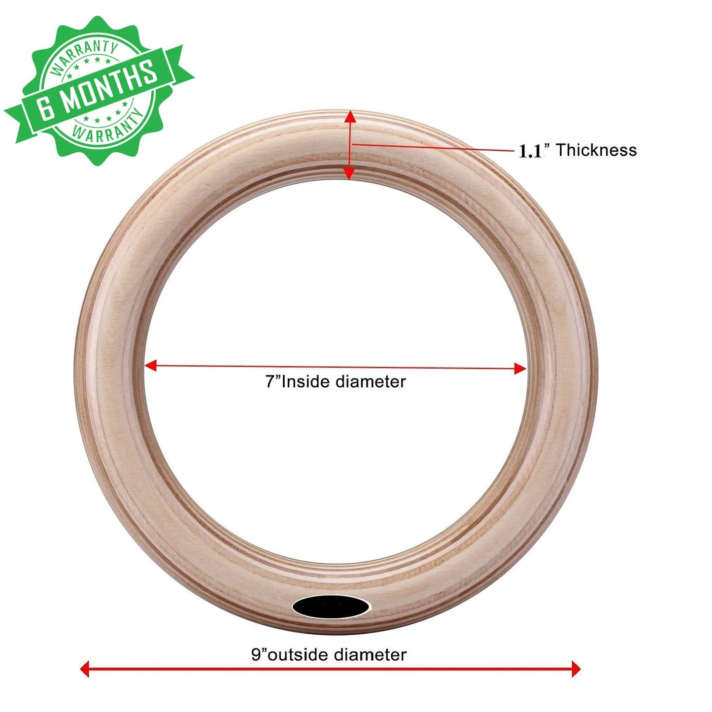 FirstFit Wooden Gymnastics Rings, Roman Ring 1000 lbs Capacity with 14.5ft Adjustable Buckle Straps for Cross Fitness Functional Training for Home Gym Full Body Workout - Off White