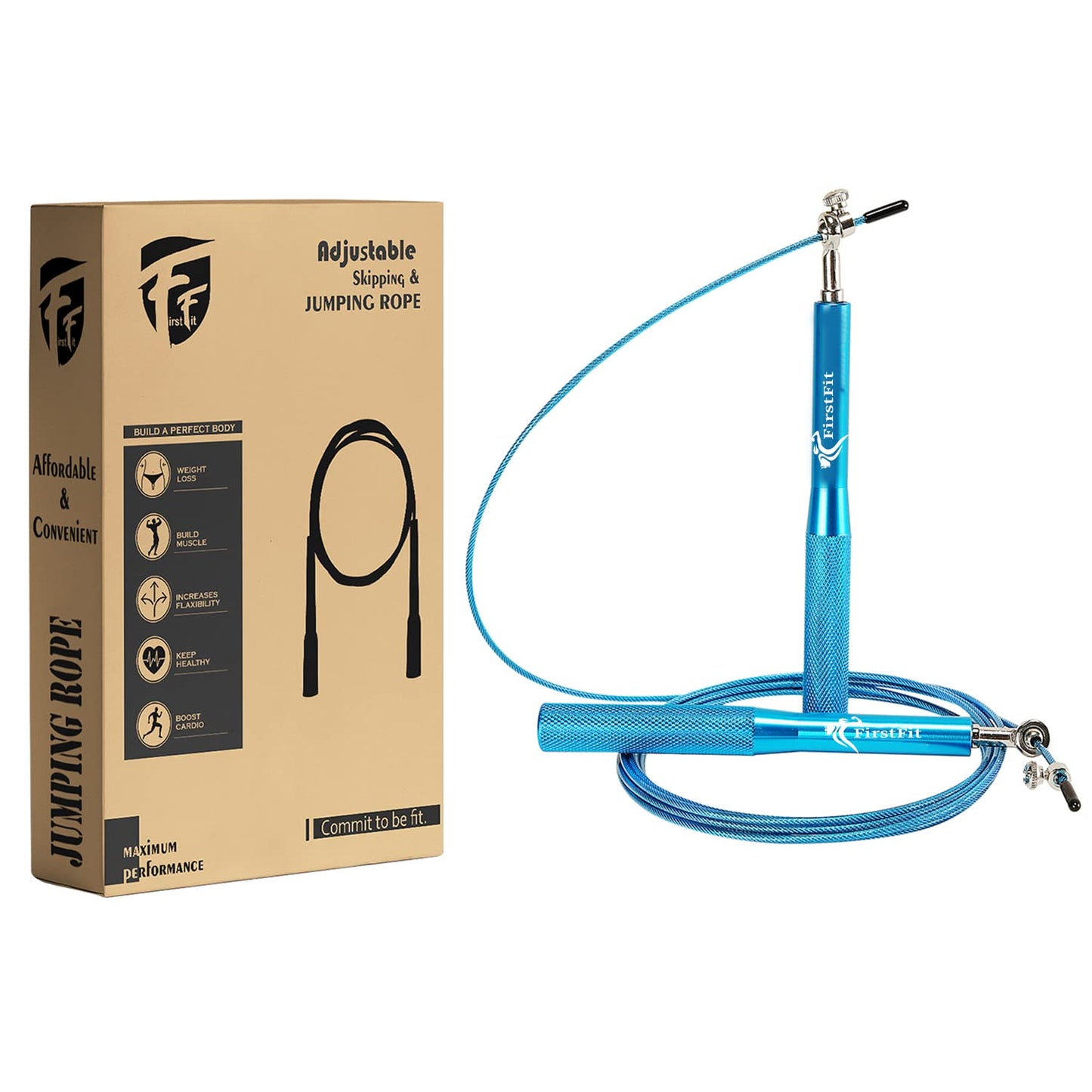 Polyvinyl Chloride Skipping Rope with Adjustable Length (Blue)