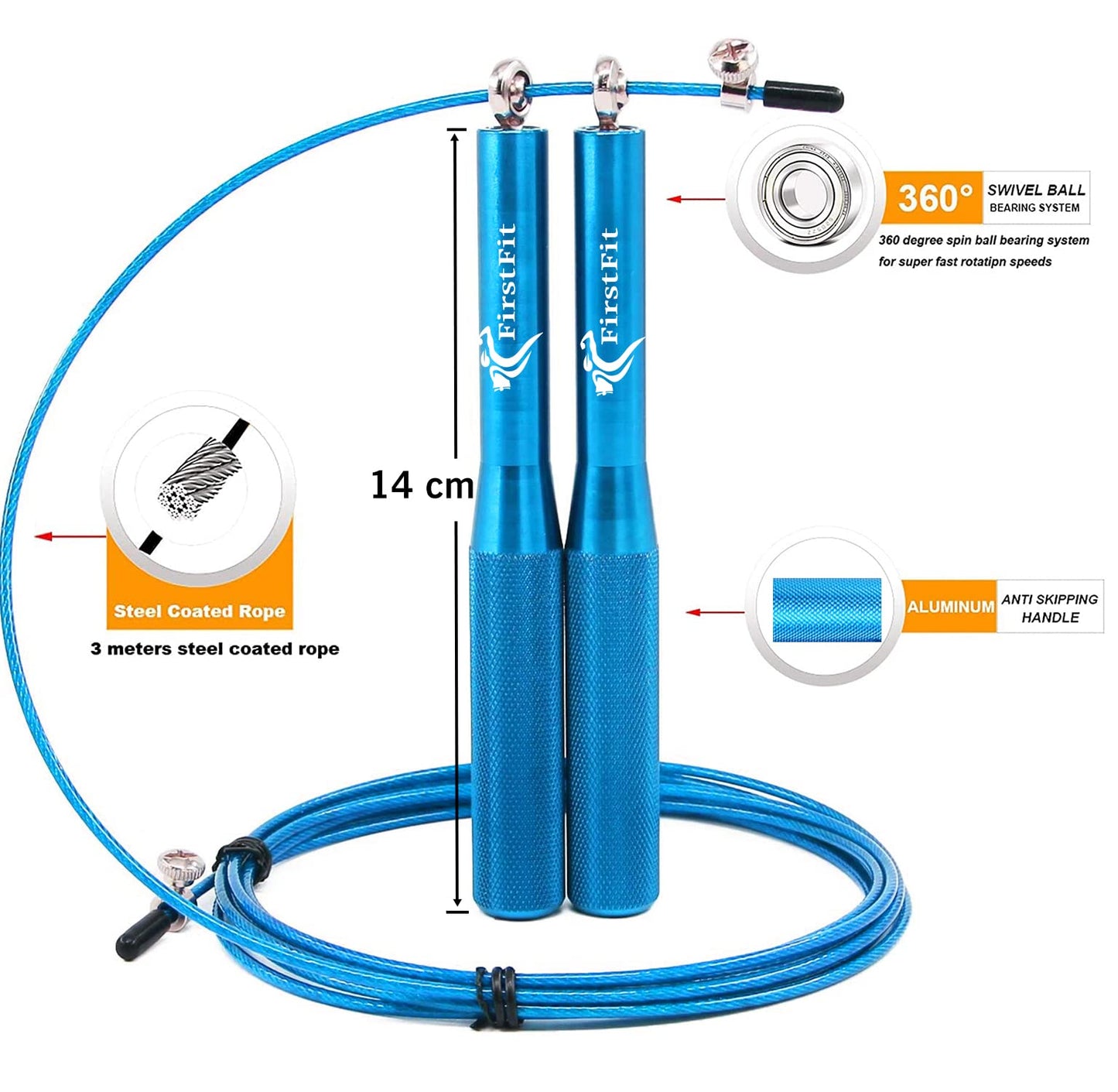 Polyvinyl Chloride Skipping Rope with Adjustable Length (Blue)