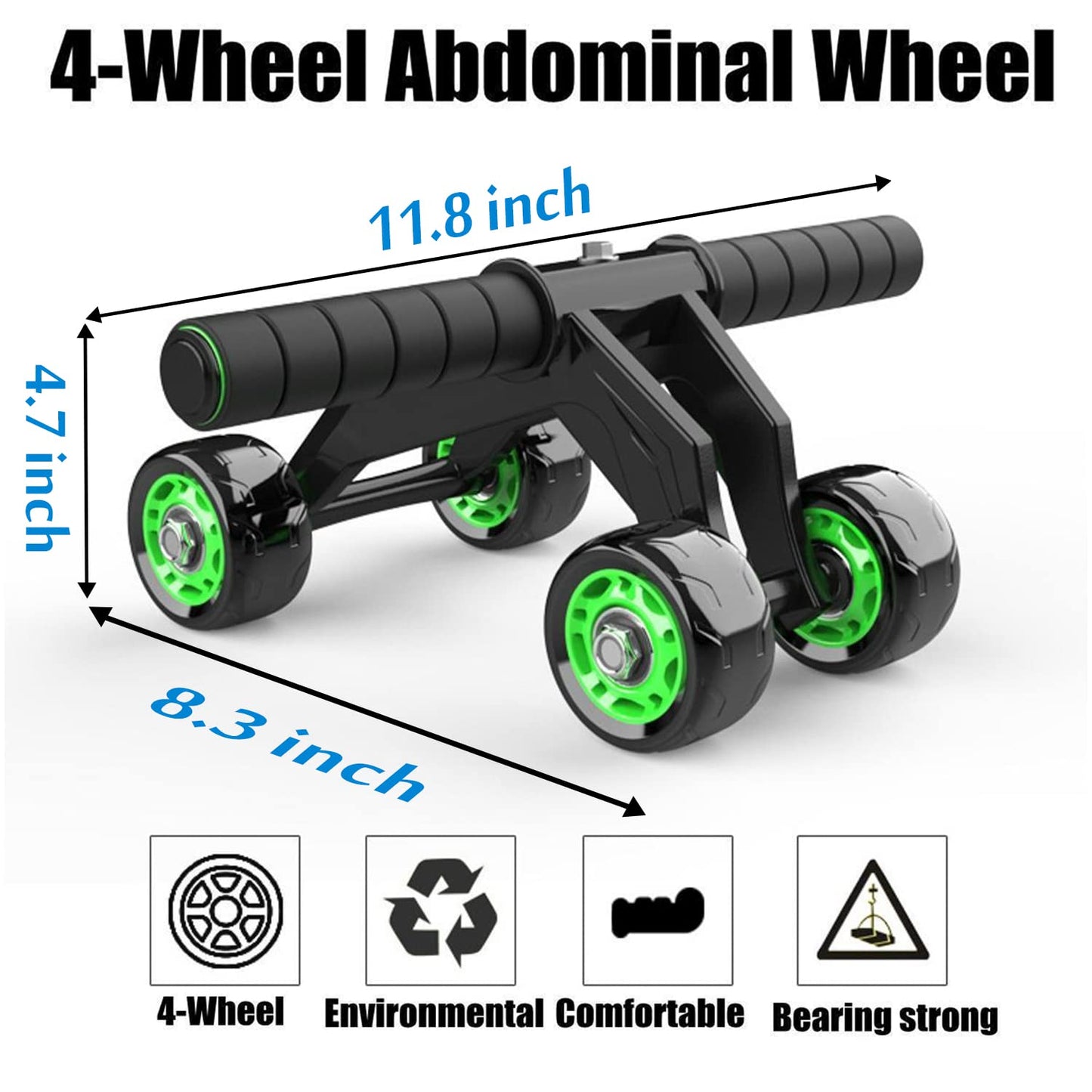 Abdominal Ab Roller with 4 Wheel Exercise Equipment for Workout with Knee Pad Mat - Multicolor