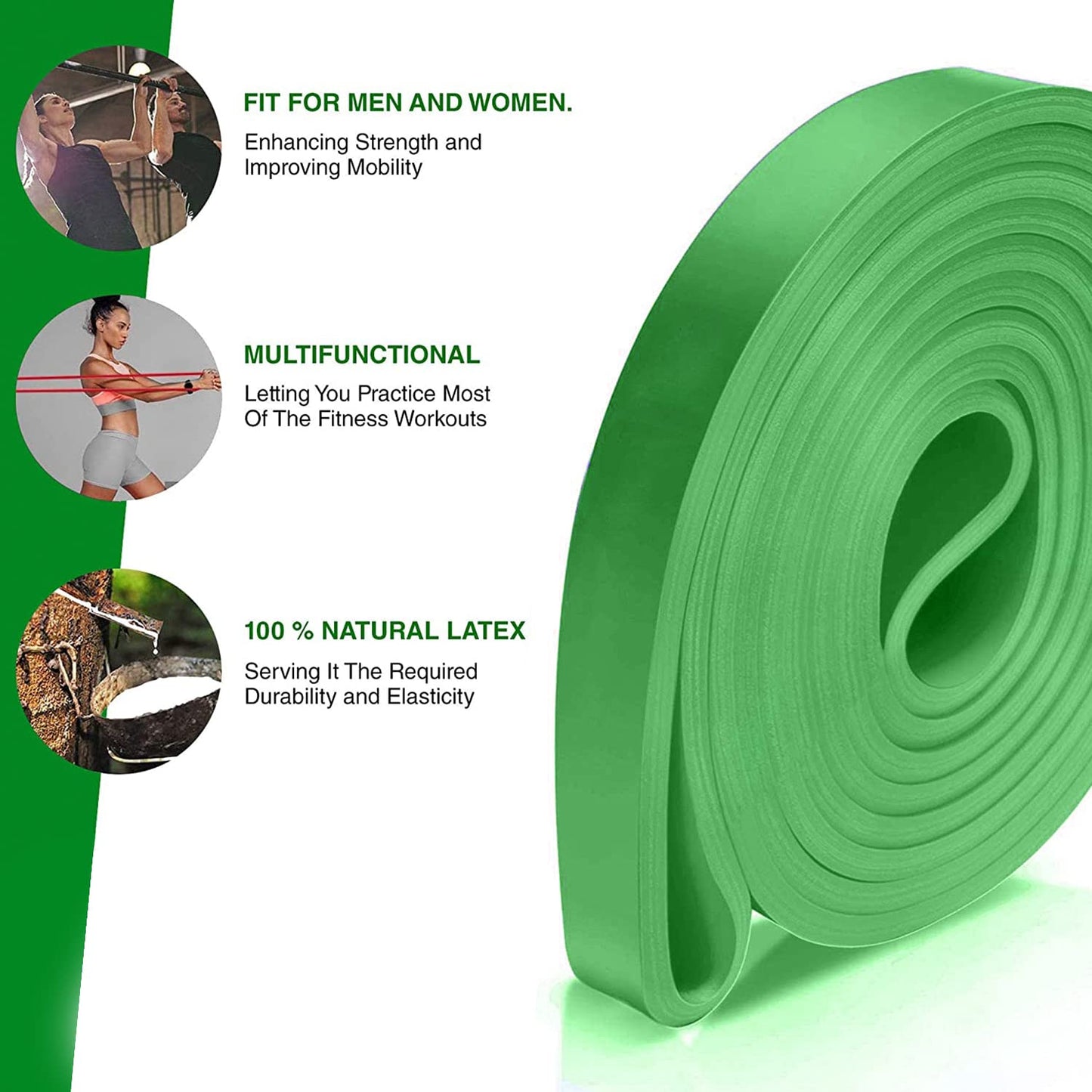 Natural Rubber Pull Up Band (Green)