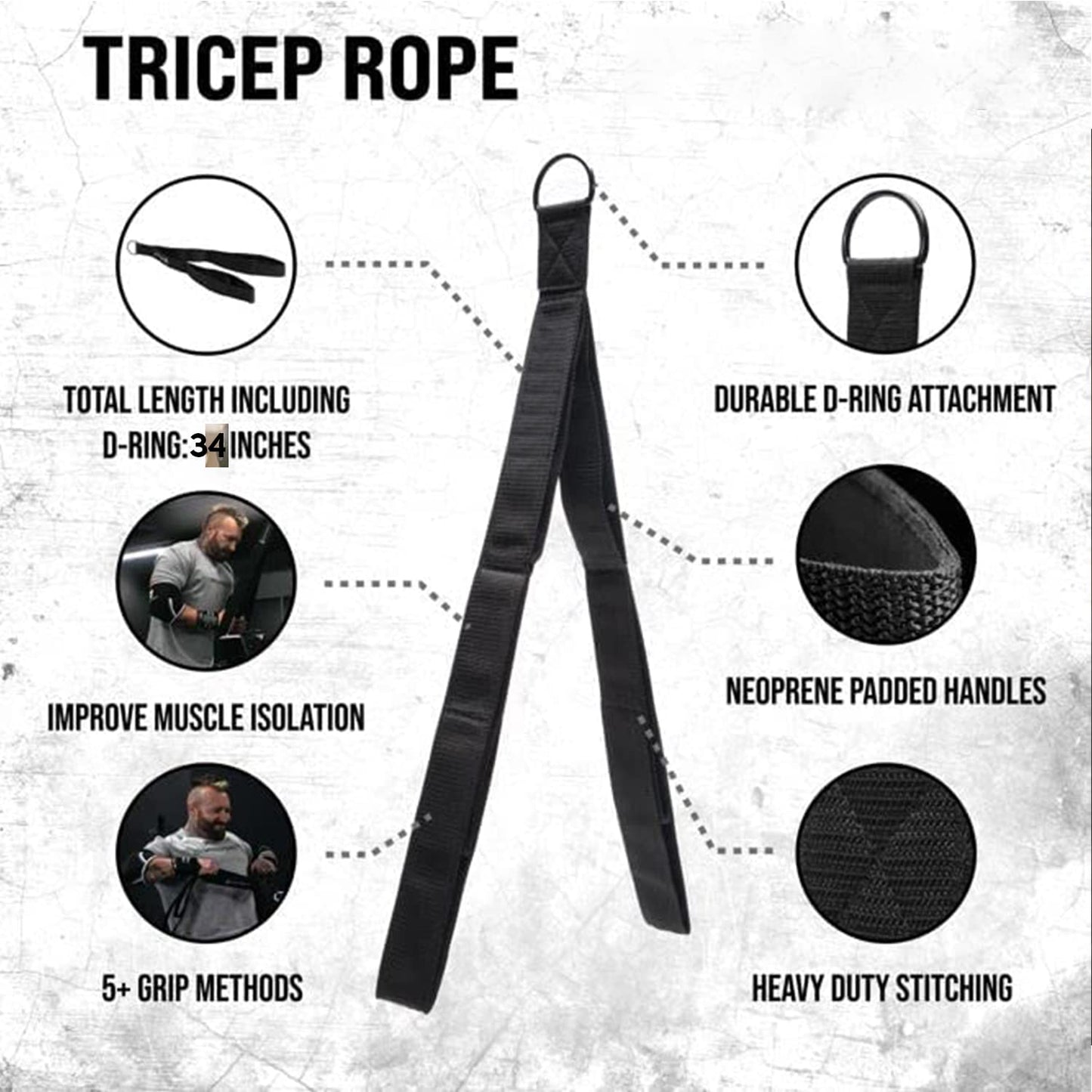 Tricep Rope Pull Down - Black