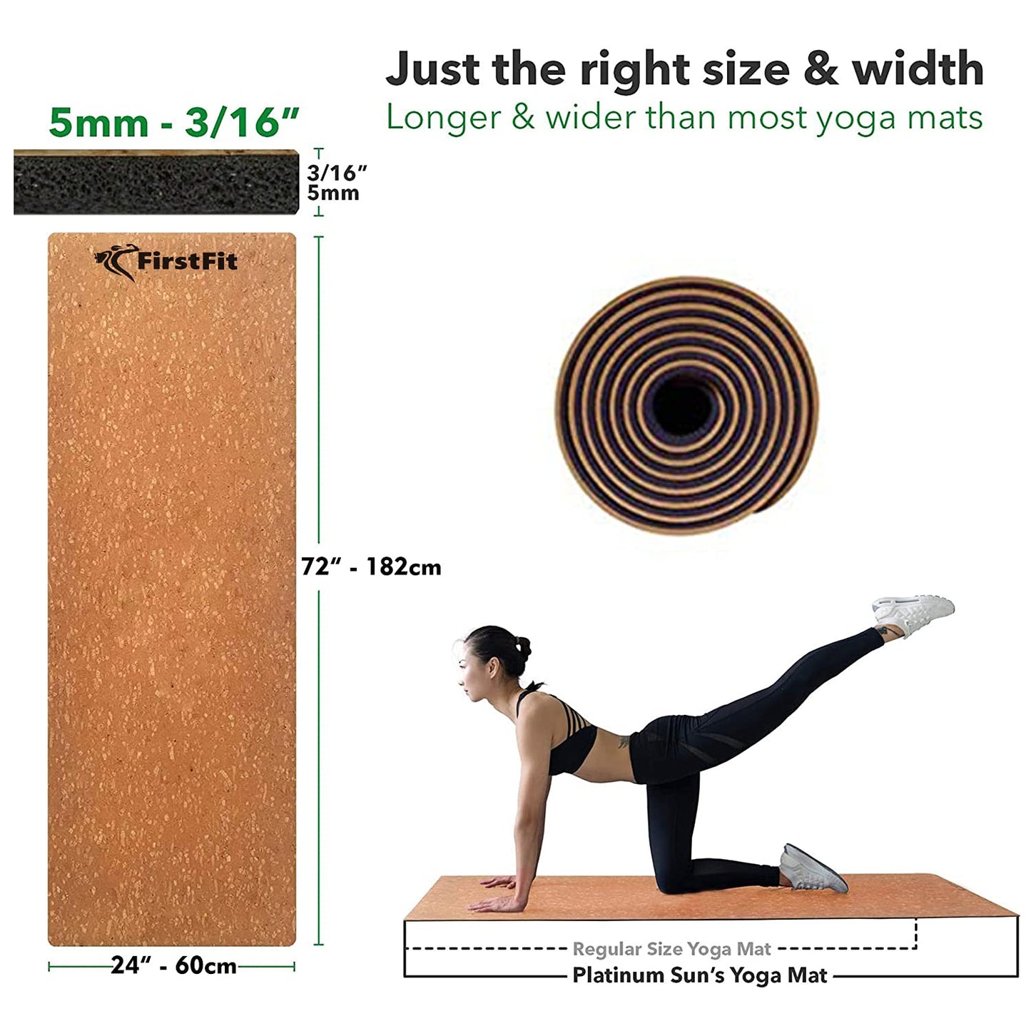 Premium Organic Cork Yoga Mat (Single Sided)