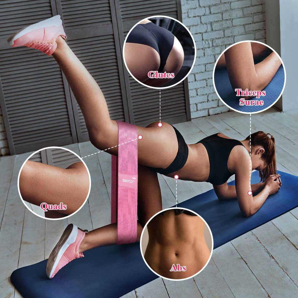 Loop Bands for Legs and Butt (Medium, 14.5 Inch) - Pink(Material: Natural Rubber)