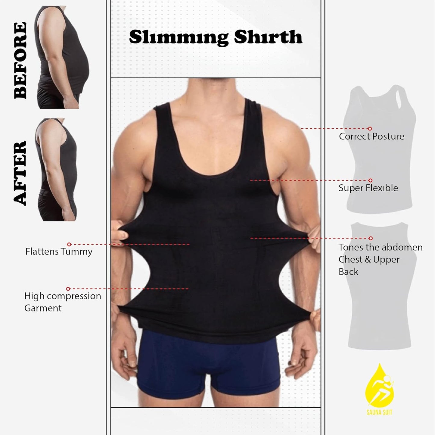 Tummy Tucker Vest, Slim Body Shaper for Men