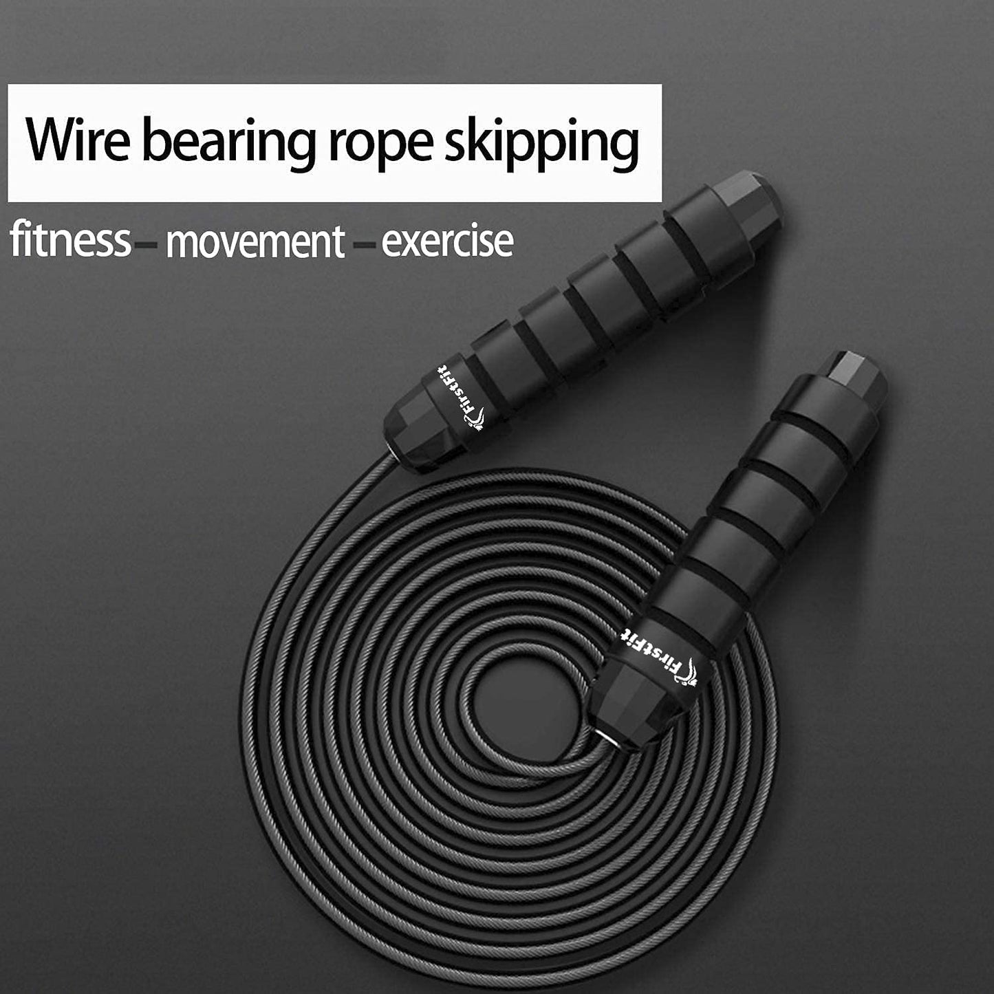 Polyvinyl Chloride Skipping Rope with Adjustable Length (Black)