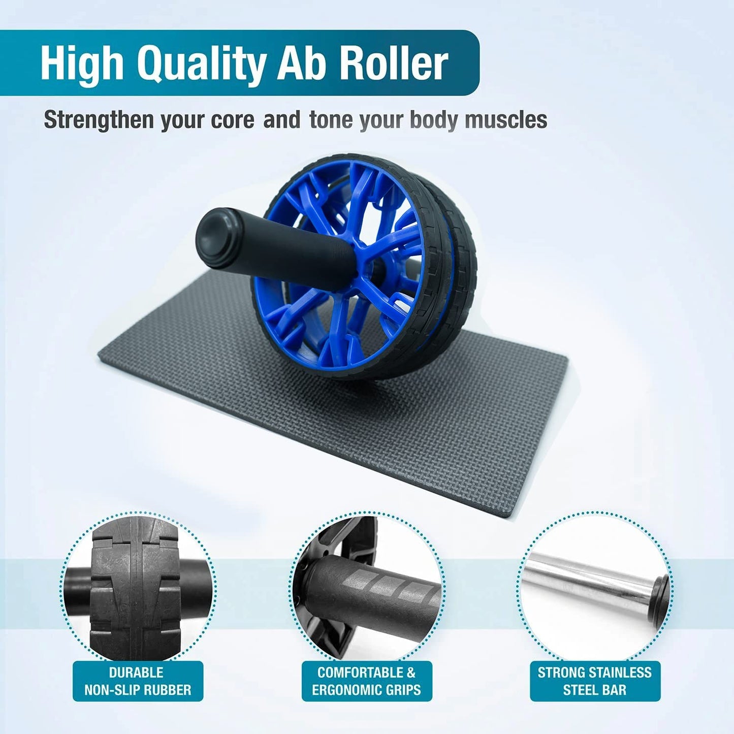 Roller with Double Wheel Gym Tool for Men and Women -  (Multicolor)