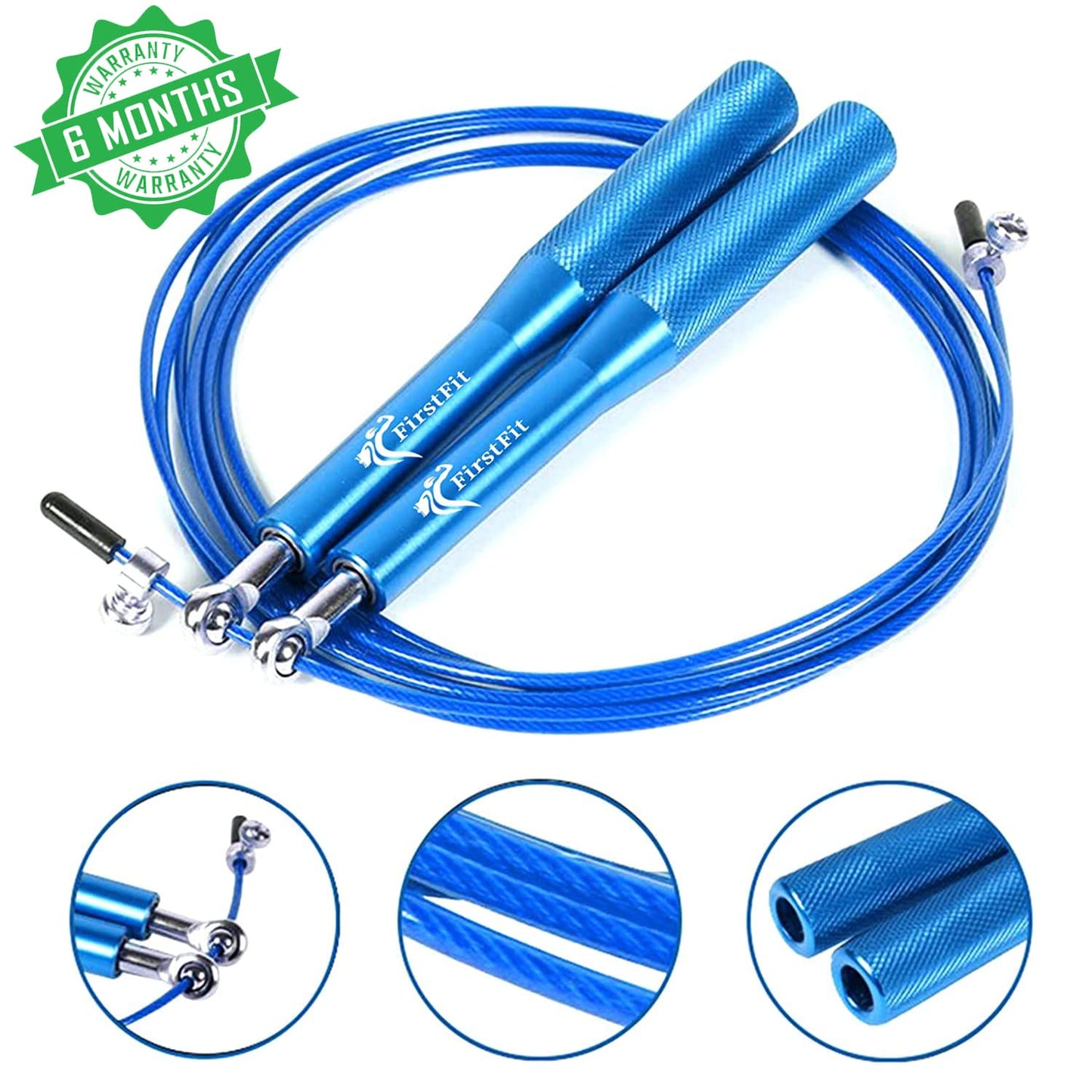 Polyvinyl Chloride Skipping Rope with Adjustable Length (Blue)