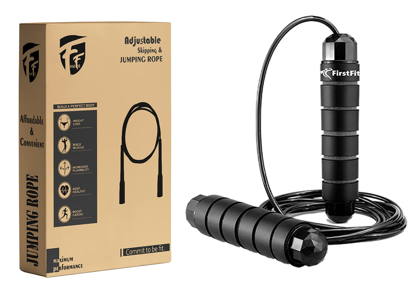 Polyvinyl Chloride Skipping Rope with Adjustable Length (Black)