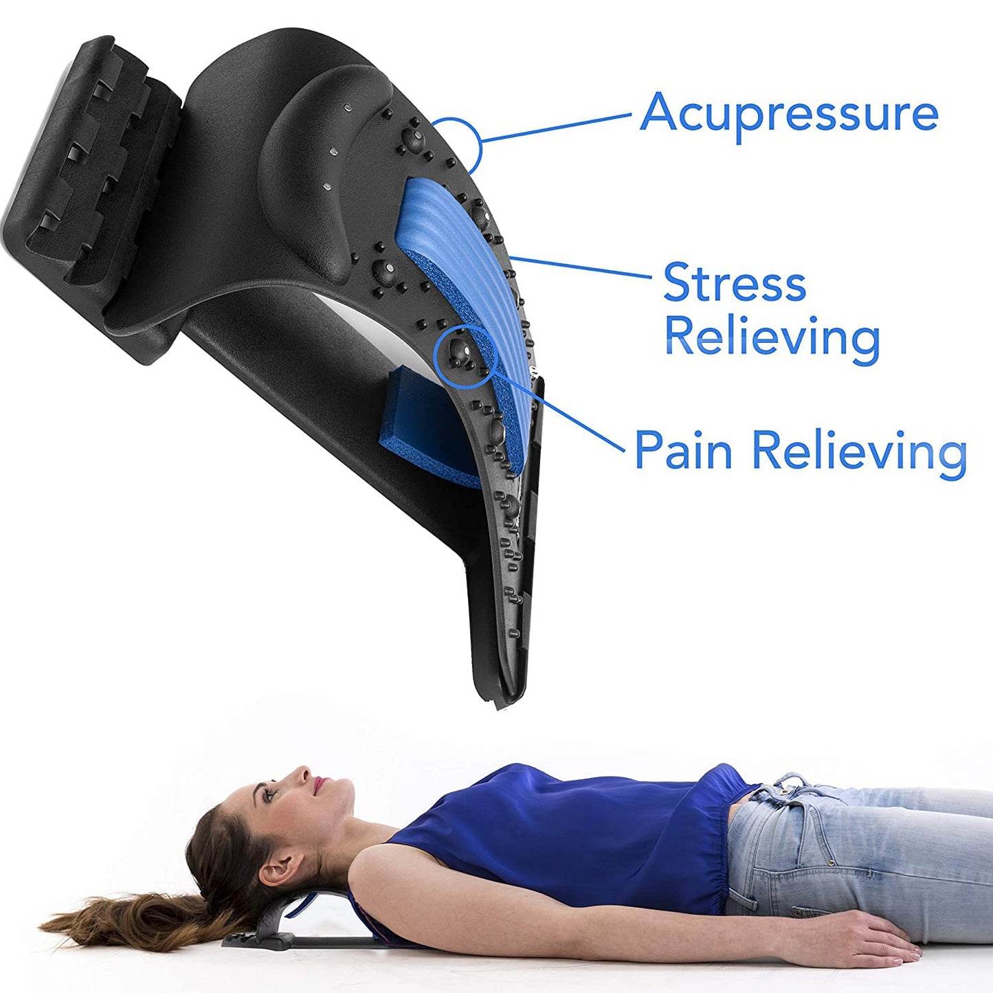 Neck Stretcher For Neck Pain Relief, With 4 Adjustable Levels, Upper Back And Shoulder Relaxer