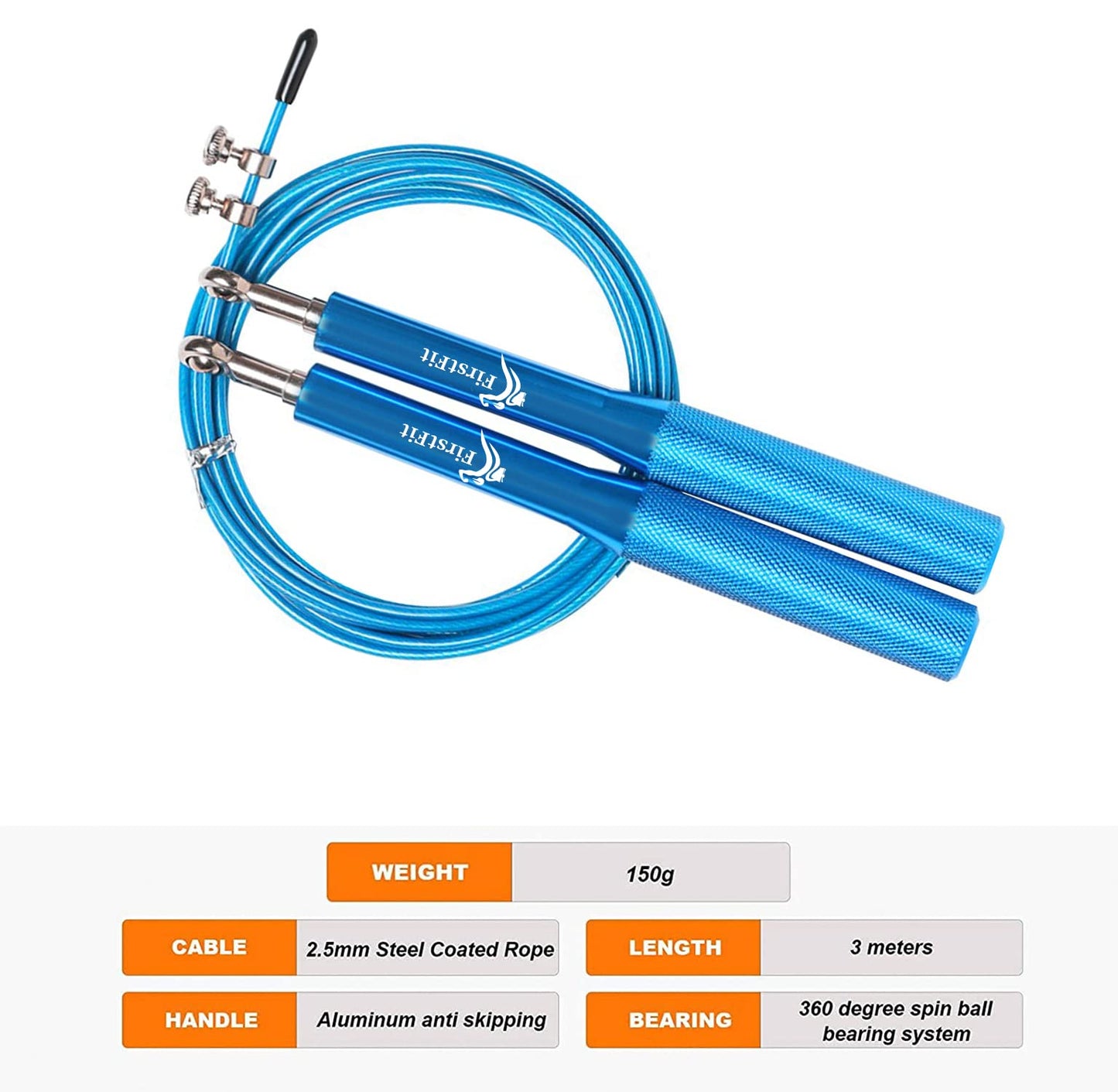 Polyvinyl Chloride Skipping Rope with Adjustable Length (Blue)