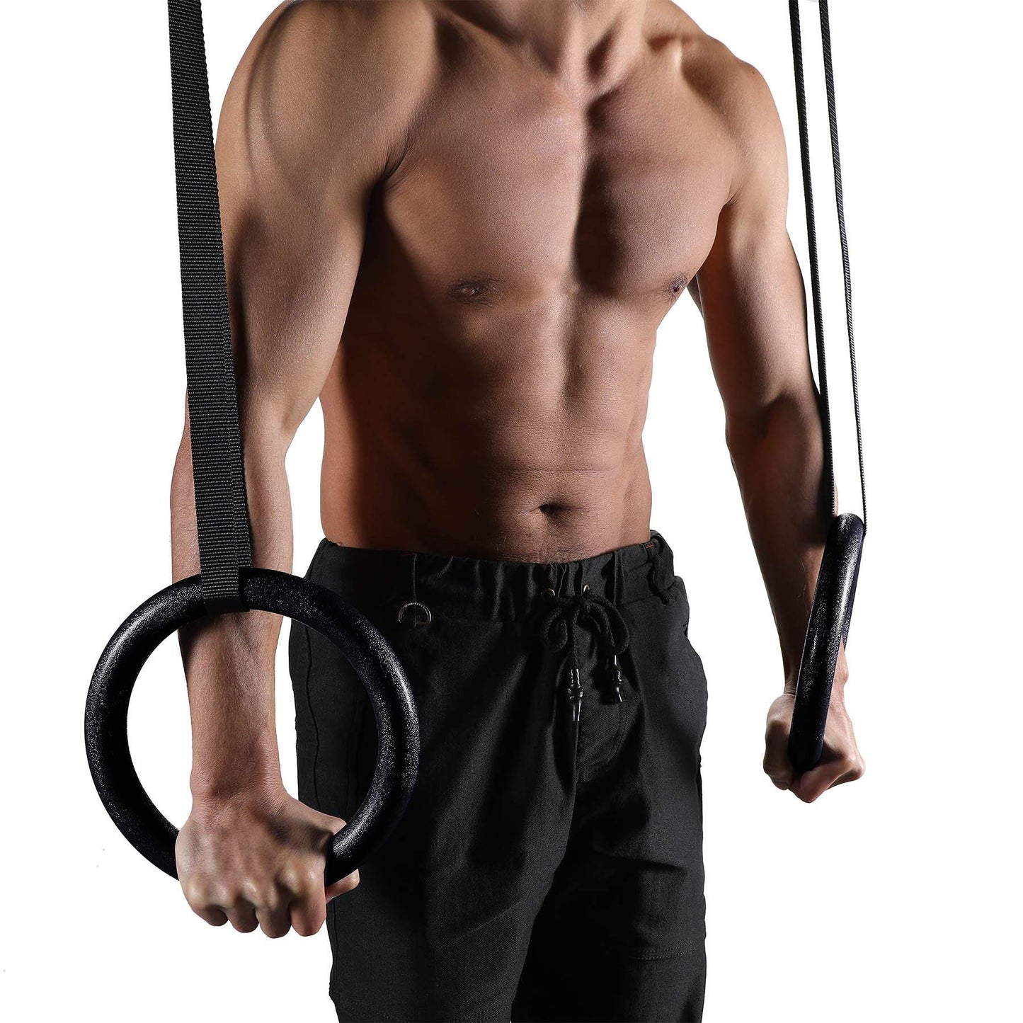 Gymnastics Rings with 1000 lbs Capacity & 14.5ft Adjustable Straps, Perfect for Cross Fitness & Full-Body Workouts Black